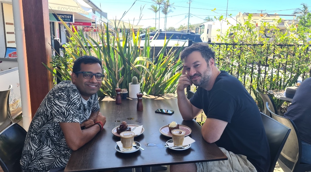 Byte Digital meeting with a client at an Australian cafe